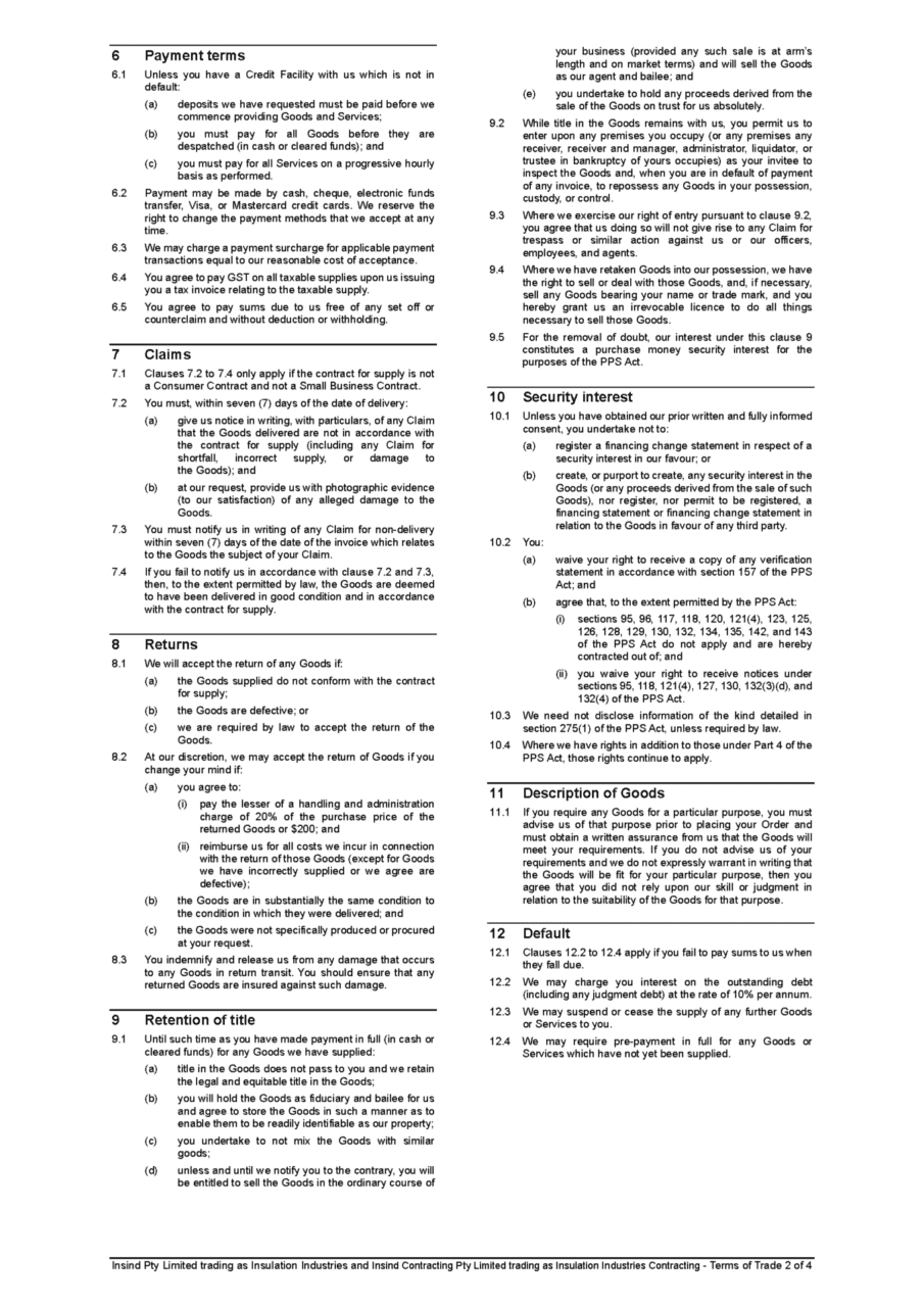 Terms and Conditions &ndash; Page 2