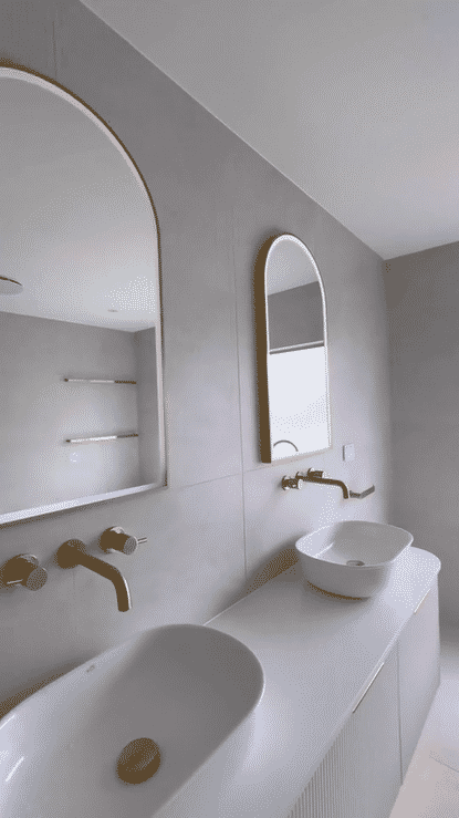 Bondi 1800mm Satin White Fluted Wall Hung Curve Vanity - Image 2