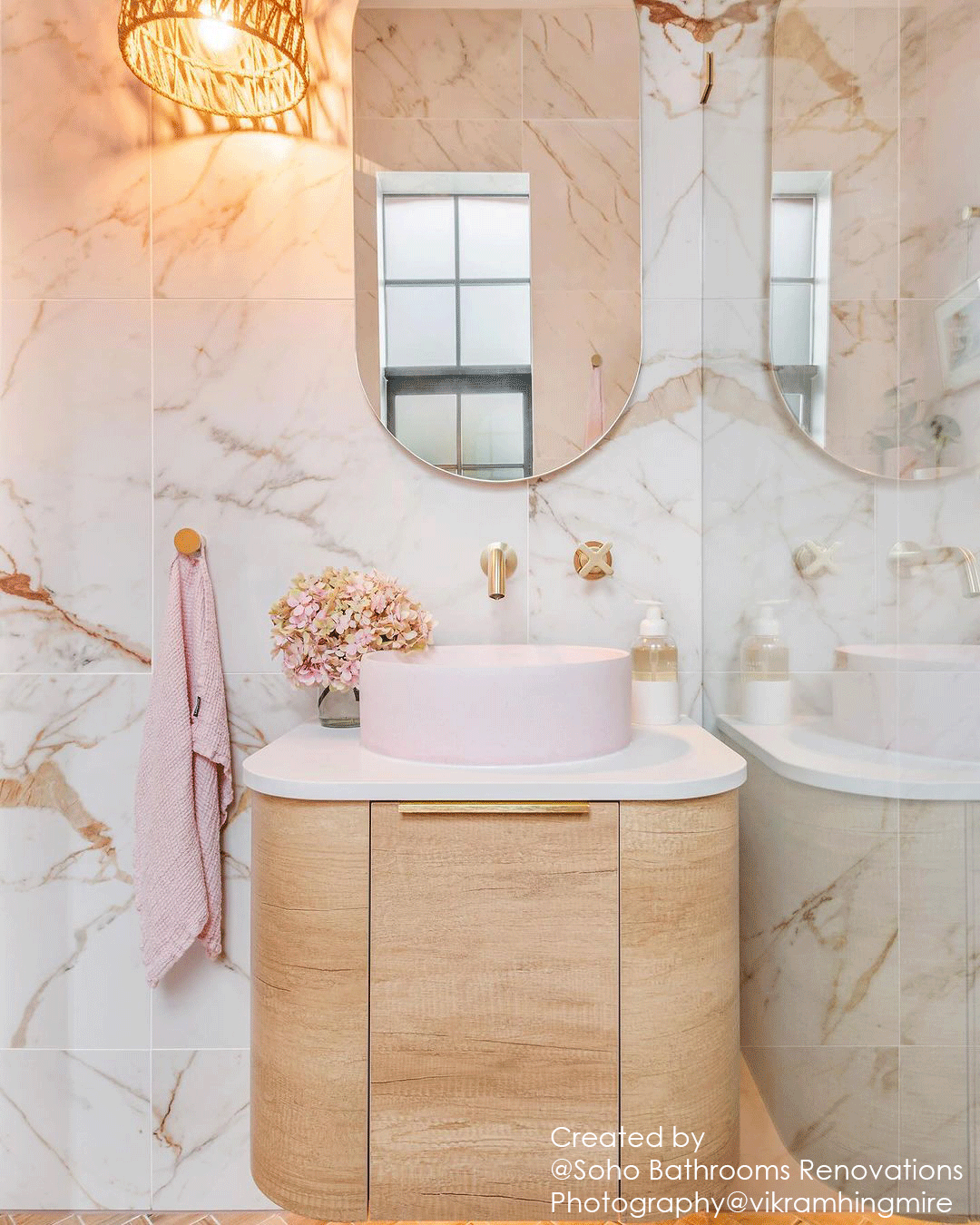 Bondi 600mm Natural Oak Wall Hung Curve Vanity (12TH & NTH Only) - Image 2