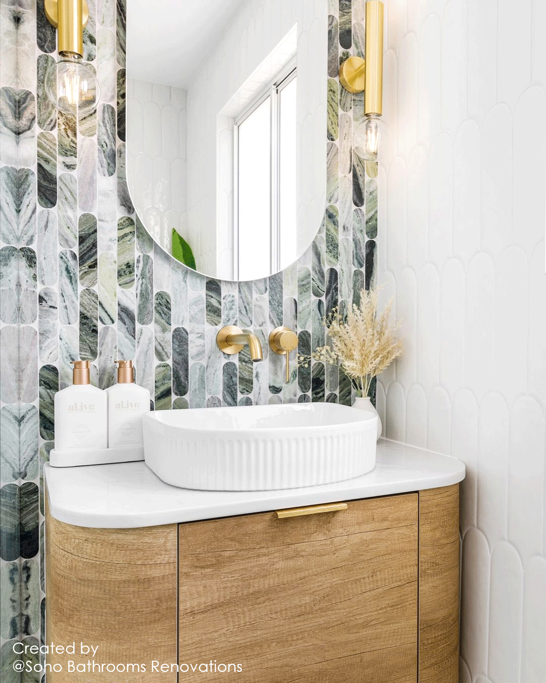 Bondi 750mm Natural Oak Wall Hung Curve Vanity (12TH & NTH Only) - Image 2