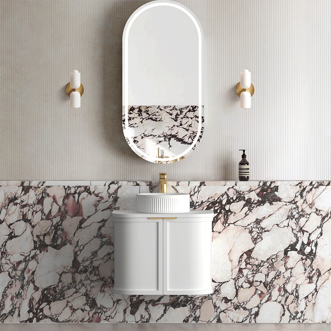 Hampshire 600mm Satin White Wall Hung Curve Cabinet Only Hampshire 600mm Satin White Wall Hung Curve Cabinet Only