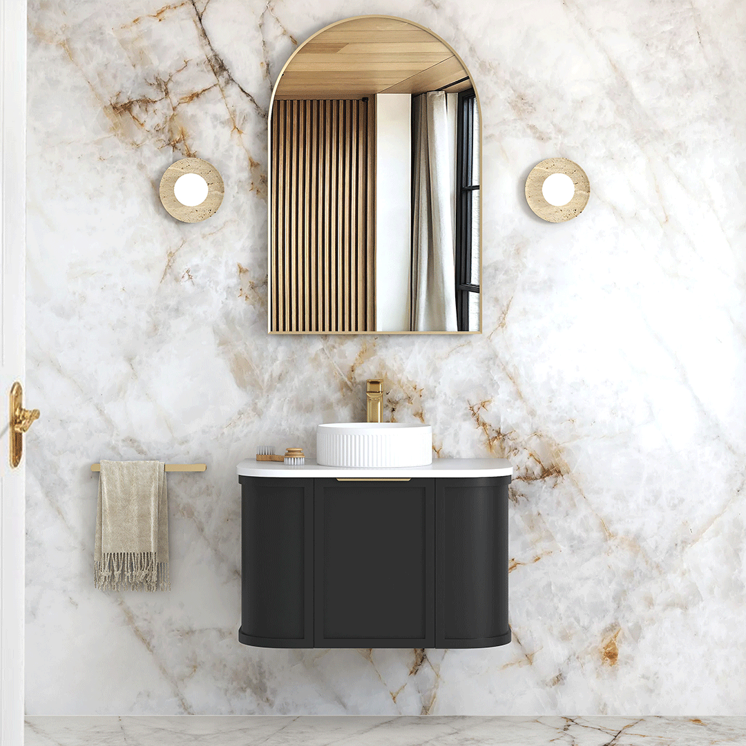 Hampshire 750mm Satin Black Wall Hung Curve Vanity (12TH & NTH Only) - Image 2